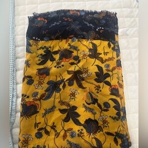 Ann Taylor Mustard Yellow Floral Fall Scarf